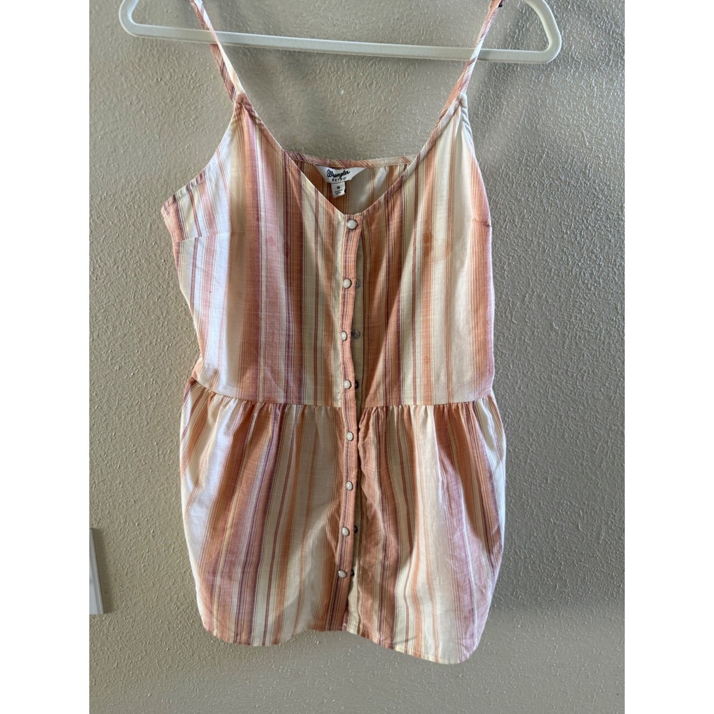 Wrangler Retro Womens Orange Striped Cotton Pearl Snap Front Camisole NWT Medium